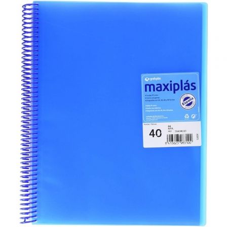 Grafoplás Carpeta Maxiplás en Espiral Azul con 40 Fundas A4